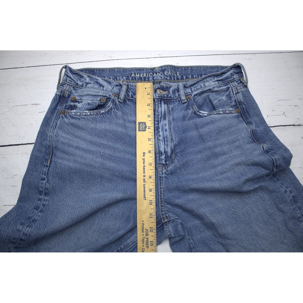 American Eagle Super High Rise Baggy Wide Leg Jeans Raw Hem Womens 10 Regular - Picture 4 of 9